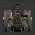 Futuristic Three Wheeled Car With Metallic Structure And Large Wheels Design