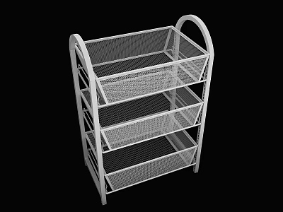 White Wire Mesh Storage Shelving Unit with Multiple Tiers and Open Design 3d model