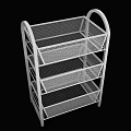 White Wire Mesh Storage Shelving Unit with Multiple Tiers and Open Design 3d model