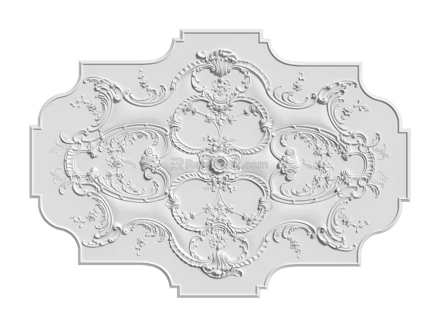 European-style lamp panel gypsum component carved 3d model