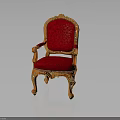 Elegant Red Classical Chair With Gold Accents Velvet Upholstery And Carved Wooden Legs