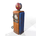 Vintage Blue And Orange Fuel Pump With Red Dome Top And Fuel Hose
