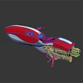 Futuristic Red White Space Themed Motorcycle Streamlined Design Black Seat Metallic Exhaust Black Background Reflection