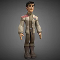 Game And Movie Character 3D Model With Light Brown Jacket Red Stripes And Dark Pants