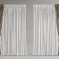 Elegant Modern White And Brown Layered Curtains With Striped Panels And Gold Tiebacks