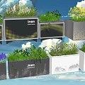 Modern Flower Planters With Various Plants And Geometric Patterns In Different Styles 3d model