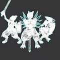 Wolf Like Armored Game And Movie Characters With Glowing Blue Elements Holding Swords And Shields