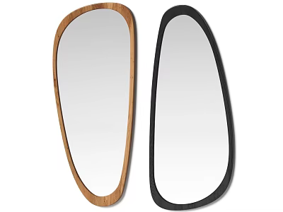 Stylish Irregular Shaped Mirrors With Wooden And Black Frames For Home Decor 3d model