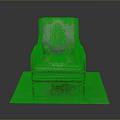 Elegant Green Armchair with Gold Patterns Red Arms and Legs on Green Rug