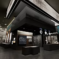 Modern Exhibition Hall Interior Featuring Historical Exhibits Wall Carvings And Display Cabinets