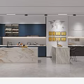 Modern Interior Space With Color Sample Display Shelves Work Table Chairs Plants And Bookshelves