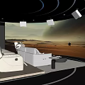 Luxury Home Theater Room Interior With Large Projection Screen Comfortable Recliner Sofas And Surround Sound Speakers