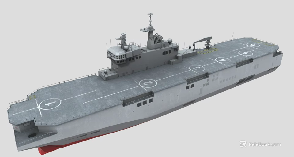 Modern Military Naval Warship With Flight Deck Helicopter Pads And Superstructure 3d model 