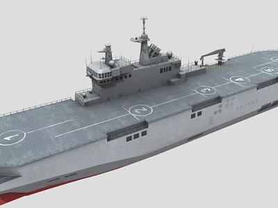 Modern Military Naval Warship With Flight Deck Helicopter Pads And Superstructure 3d model