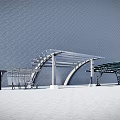Outdoor Metal Canopy With Curved Support Columns And Transparent Roof Design