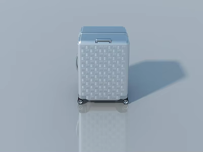 Silver Swing Door Cabinet With Textured Surface And Rolling Wheels Design 3d model
