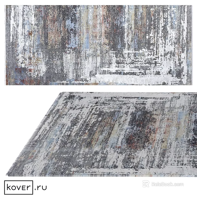 Square Rug With Vintage Artistic Pattern And Multicolor Textured Design For Modern Home 3d model 