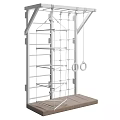 Outdoor Kids Playground Equipment With Climbing Net Ladder Hanging Rings And Wooden Platform