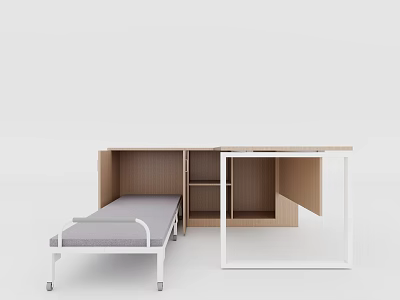 Modern Minimalist Office Desk Interior With Combination Furniture And Bed 3d model