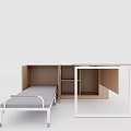 Modern Minimalist Office Desk Interior With Combination Furniture And Bed