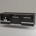 Modern Black Kitchen Appliances Integrated In Sleek Cabinet With Oven And Coffee Maker