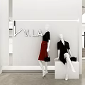 V.LA Fashion Store Interior With Mannequins Clothing Racks And Display Tables