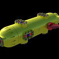 Yellow Submersible Vehicle Exploring Underwater Blue Ocean Sandy Seabed