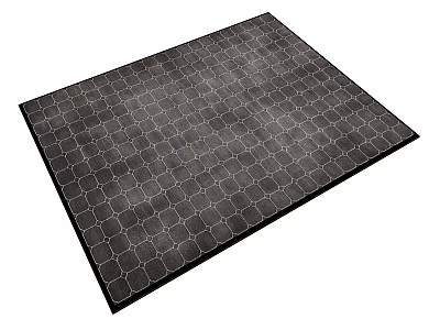Modern Square Rug Featuring Hexagonal Grid Pattern In Dark Gray Shade 3d model
