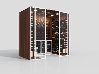 Modern Wine Cabinet With Wooden Body Glass Doors And Interior Wine Racks 3d model