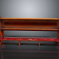 Wooden Bench With Red Cushioned Seat In Vintage Style And Classic Design