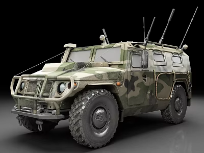 Modern Military Camouflage Tank With Antennas And Heavy Duty Tires 3d model