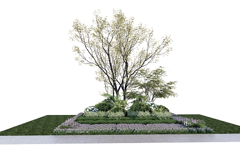 modern flowerbed plant group arbor shrub group flower border plant flower and grass combination 3d model