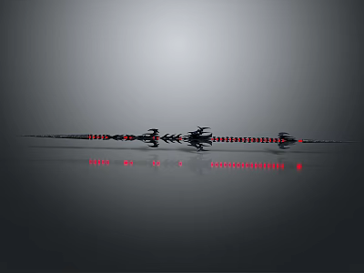 Abstract Mechanical Strip Structure With Black Red Elements And Red Numbers 3d model