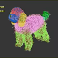 Realistic Brown Fluffy Plush Toy Dog With Curly Tail On Dark Background