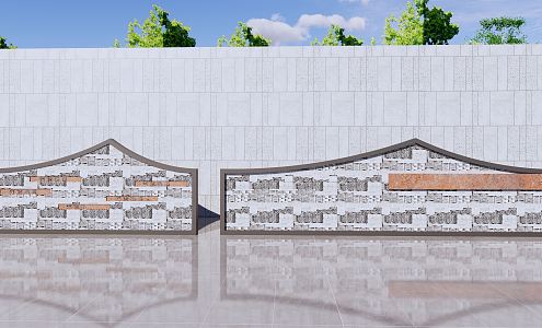 New Chinese style landscape wall 3d model