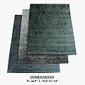 Square Rugs With Intricate Patterns In Dark Green Gray And Dark Gray Tones