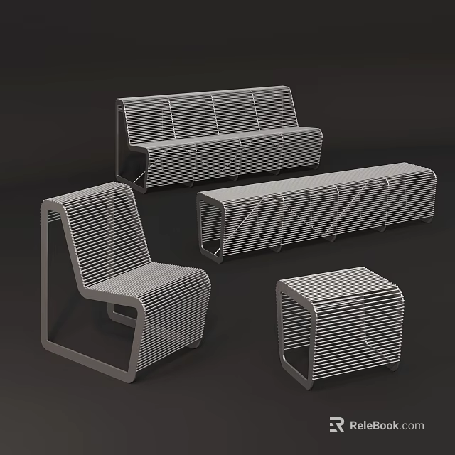 Modern Outdoor Chair Collection Featuring Sleek Wireframe Structure and Multiple Sizes 3d model 