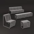 Modern Outdoor Chair Collection Featuring Sleek Wireframe Structure and Multiple Sizes