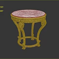 Elegant Round Side Table With White Marble Top And Golden Carved Base