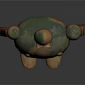 3D Robot Model With Long Segmented Limbs And Earth Tone Color On Dark Background