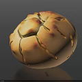 Golden Crusty Round Bread Freshly Baked With Cracked Surface And Toasted Spots