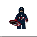 Captain America Building Block Figure Front Back Views With Shield Blue White Star Red Stripes