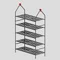 Metal Shoe Rack With Multiple Layers Open Design And Red Top Accents