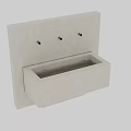 Modern Concrete Washbasin With Three Faucets And Flowing Water On Wall