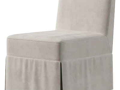 Beige Linen Upholstered Accent Chair With Padded Seat And Skirted Base 3d model