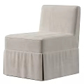 Beige Linen Upholstered Accent Chair With Padded Seat And Skirted Base