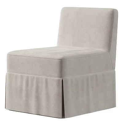Beige Linen Upholstered Accent Chair With Padded Seat And Skirted Base 3d model