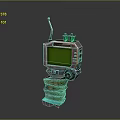 Retro Portable Computer Featuring Green Screen Antenna and Metal Body Design 3d model