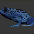 Blue Frog Stuffed Plush Toy With Black Spots And Blue Limbs On Dark Background