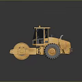 Yellow Heavy Construction Road Roller With Large Drum And Black Tires 3d model